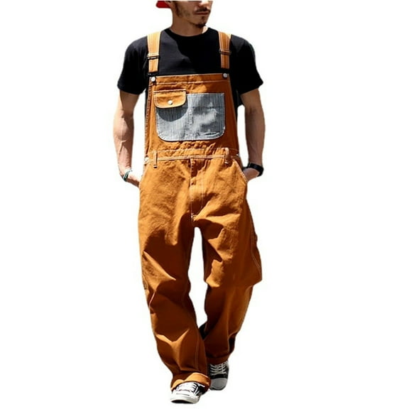 Men's Denim Bib Overalls Mens Relaxed Fit Overalls Workwear with Adjustable Straps and Convenient Tool Pockets