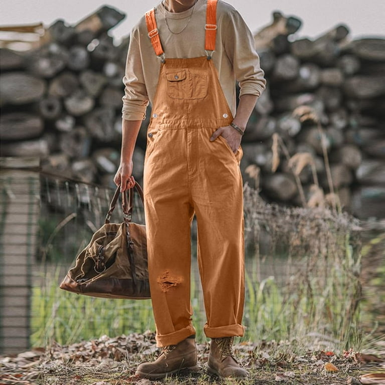 Men s Denim Bib Overalls Workwear With Adjustable Straps Fashion Jumpsuit With Pockets Walmart