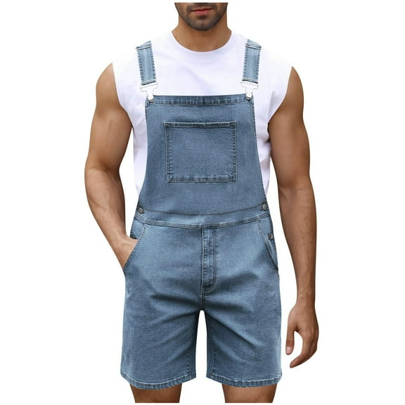 Men's Denim Bib Overalls - Zippered Jean Jumpsuit with Utility Pockets | Lightweight Cotton Work Coveralls for Summer