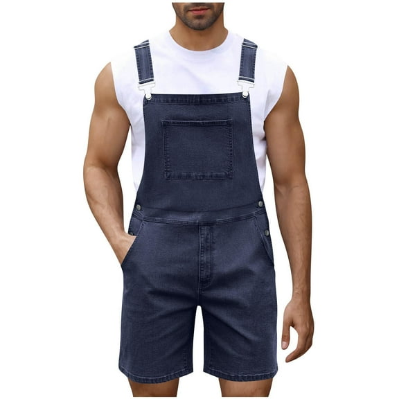 Men's Denim Bib Overalls - Zippered Jean Jumpsuit with Utility Pockets | Lightweight Cotton Work Coveralls for Summer