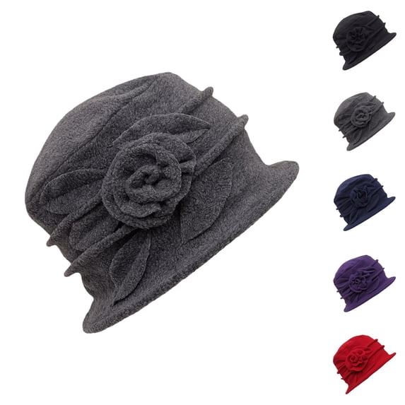 Men's Denim Bucket Hat - Vintage Foldable Summer Outdoor Hat Vintage Floral Wool Cloche Hat For Women 1920s Winter Hat Stylish Warm Headwear
