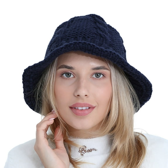 Men's Denim Bucket Hat - Vintage Style Foldable Summer Outdoor Women's Autumn And Winter Woolen Pot Hat Fashion And Cute Knitted Warm And Cold Fisherman Hat