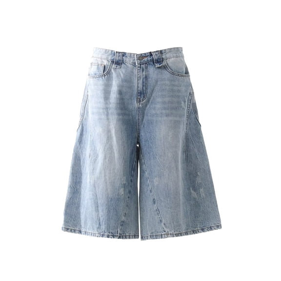 Men's Denim Capri Pants Casual Scratched Design Stretch- -Tenths Jeans for Daily Wear and Sports