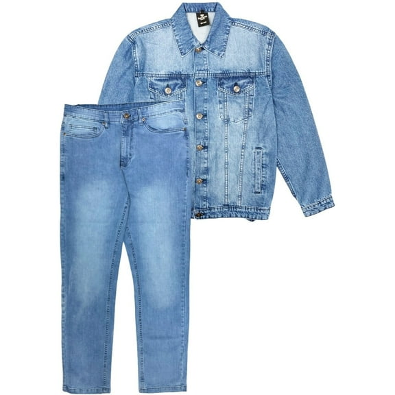 Men's Denim Classic Jean Suit 2-Piece Outfit Jacket & Pants