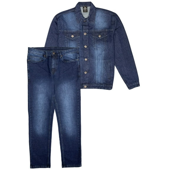 Men's Denim Classic Jean Suit 2-Piece Outfit Jacket & Pants