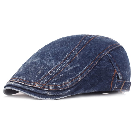 Men's Denim Driving Golf Cap Classic Visor Hat Outdoor Adjustable Newsboy Hats