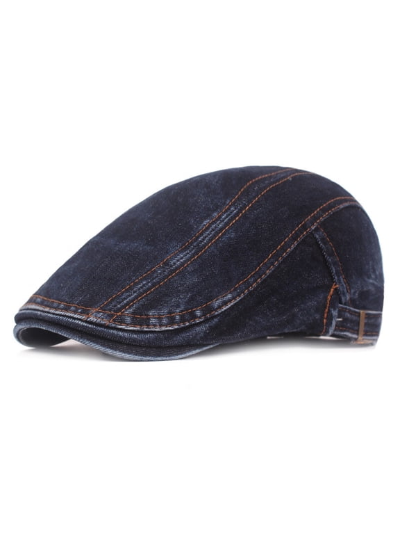 Men's Denim Driving Golf Cap Classic Visor Hat Outdoor Adjustable Newsboy Hats