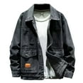 thumbnail image 1 of Men's Denim Jacket Regular Fit Button Down Jean Jacket Color: Grey Size: XXL, 1 of 5