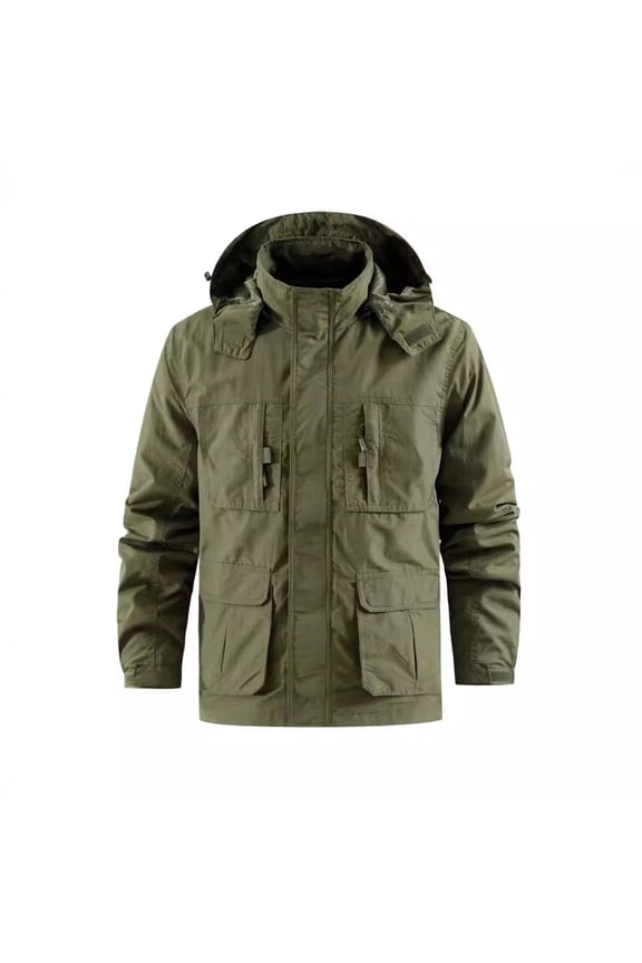 Men's Denim Jacket Style Winter Casual Utility Coat with Lapel Design for Daily Wear