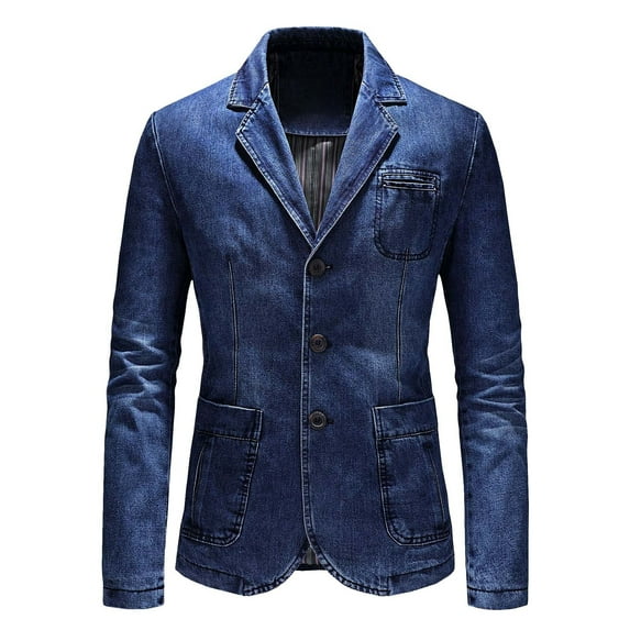 Men's Denim Jacket With Pockets Three Button Long Sleeve Daily Casual Style Jacket