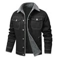 thumbnail image 1 of Men's Denim Jackets Solid Color Lapel Button Down Winter Padded Thickened Warm Casual With Pocket Jeans Jackets Trucker Coat, 1 of 8