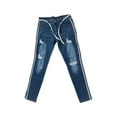 thumbnail image 1 of Men's Denim Long Pants, Side-Striped Distressed Ripped Zip Slim Jeans, 1 of 6