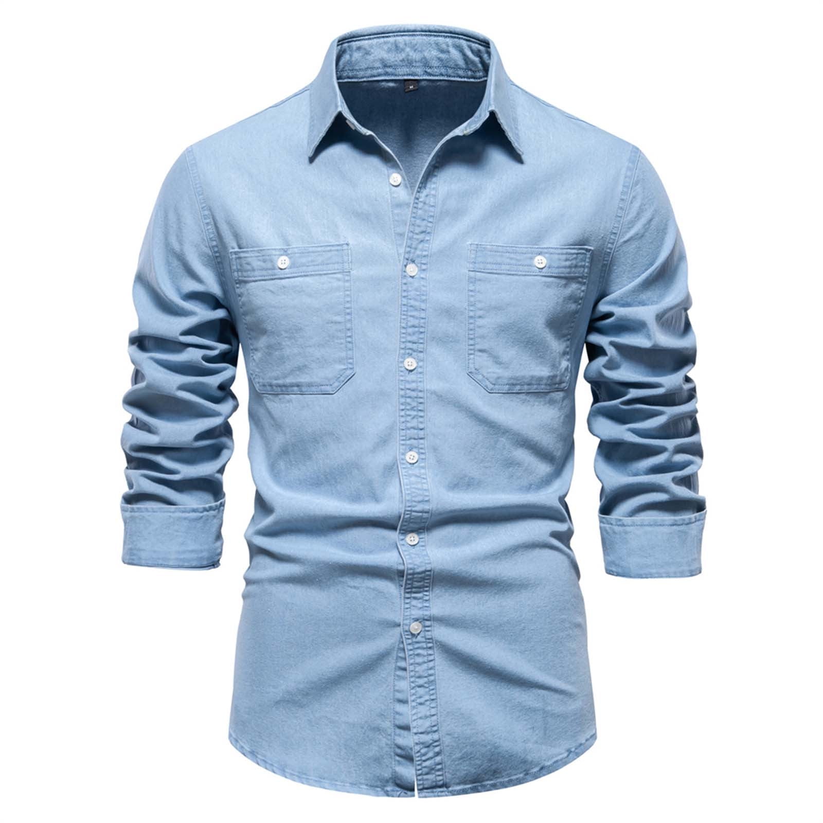 Denim shirt men slim fit sale