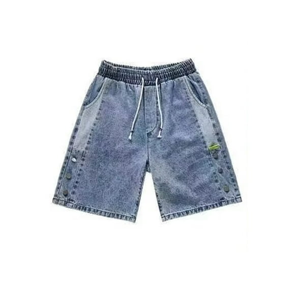 Men's Denim Shorts Casual Summer Stretch Comfortable Button Fly Loose Fit Streetwear Below Knee Washed Jorts for Outdoor