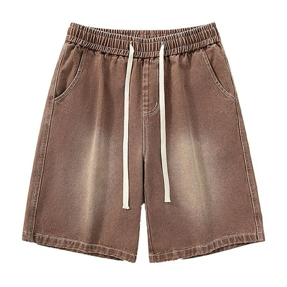 Men's Denim Shorts Elastic Waist Short Jeans Summer Comfort Dailywear Bottoms