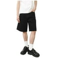 thumbnail image 1 of Men's Denim Shorts, Loose Vintage Jeans, Casual Wide leg, straight leg, with pockets, casual, comfortable, knee-length shorts (without belt). (Black, 3XL), 1 of 7