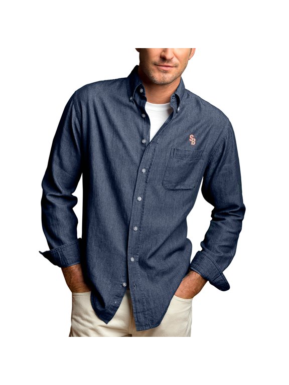 Men's Denim Stony Brook Seawolves Hudson Button-Down Long Sleeve Shirt