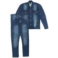 thumbnail image 1 of Men’s Denim Suit Standard Cut Biker Jacket With Slim Fit Biker Pants, 1 of 3