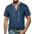 thumbnail image 1 of Men's Denim V Neck T Shirt Casual Short Sleeve Fringe Detail Comfortable Breathable Stylish Top for Everyday Wear Men's Tops T-Shirt Casual Crew Neck Loose, 1 of 8
