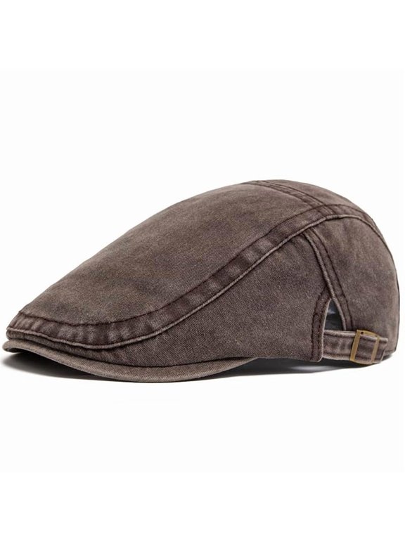 Men's Denim Vintage Cap, Classic Cotton Flat Cap with Adjustable Fit for Daily Casual Wear