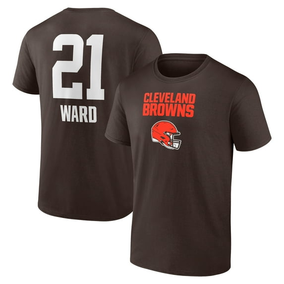 Men's Denzel Ward Brown Cleveland Browns Team Wordmark Player Name & Number T-Shirt