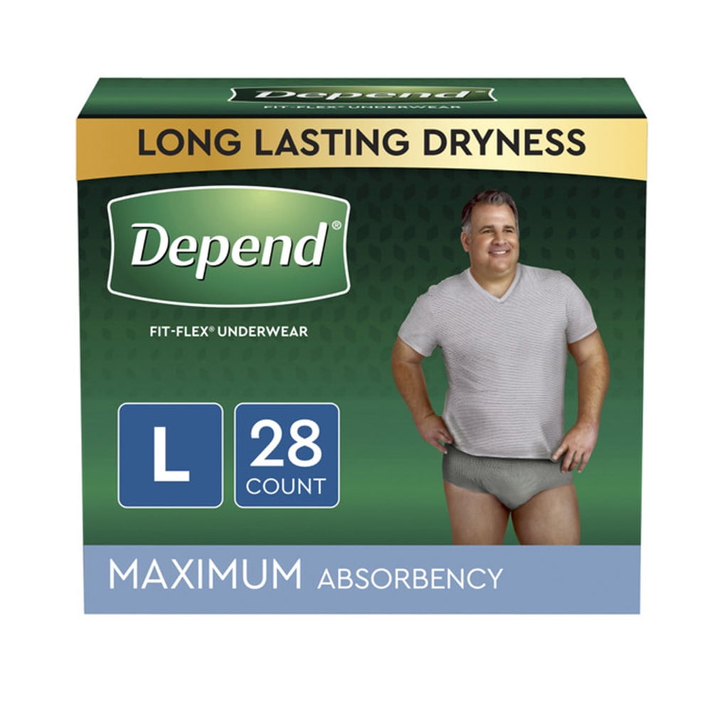 (2 pack) Depend Fresh Protection Incontinence Underwear for Men, Adult Diapers, L (28 Count)