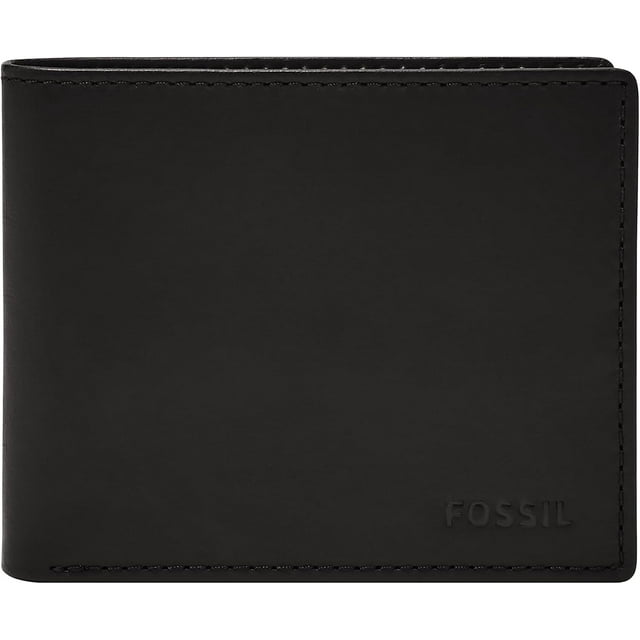 Men's Derrick RFIDBlocking Leather Bifold Wallet with Flip ID Window