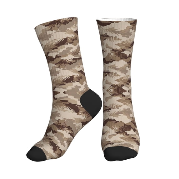 Men's Desert Digital Camouflage Novelty Athletic Socks Women's Digital Printing Funky Patterned Crew Socks