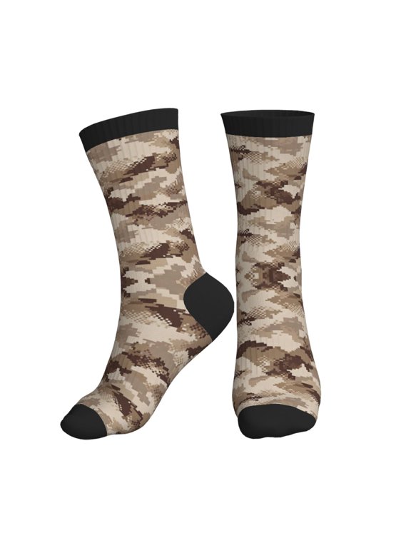 Men's Desert Digital Camouflage Novelty Athletic Socks Women's Digital Printing Funky Patterned Crew Socks