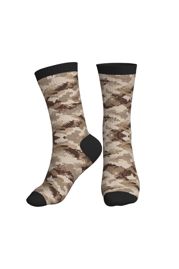 Men's Desert Digital Camouflage Novelty Athletic Socks Women's Digital Printing Funky Patterned Crew Socks