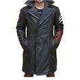 thumbnail image 1 of Men's Designer Brown Boomerang Squad Button Closure Genuine Long Leather Coat SouthBeachLeather, 1 of 4