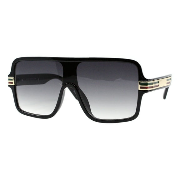 Men's Designer Fashion Sunglasses Oversized Square Frame UV 400 Black, Smoke