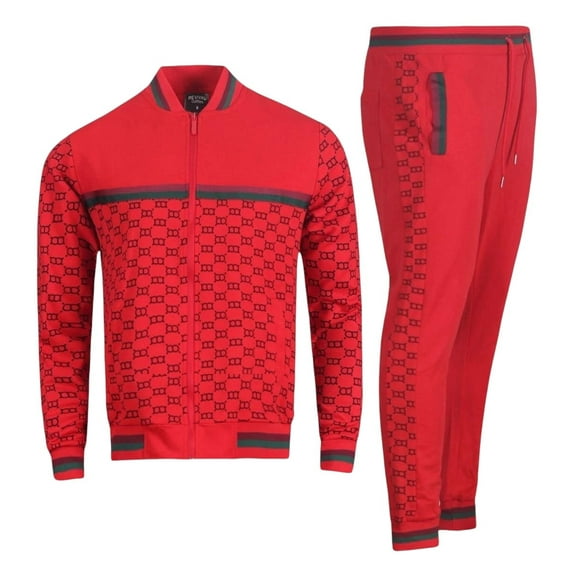 Men’s Designer Printed Tech Fleece Full Matching Jogging Suit Top & Bottom set