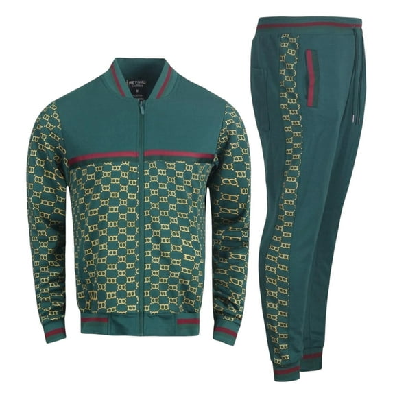 Men’s Designer Printed Tech Fleece Full Matching Jogging Suit Top & Bottom set