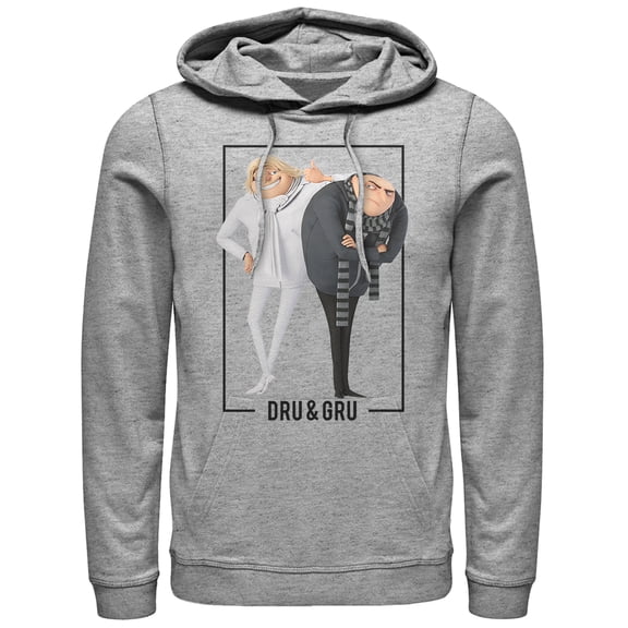 Men's Despicable Me 3 Dru and Gru Brothers  Pull Over Hoodie Athletic Heather 2X Large