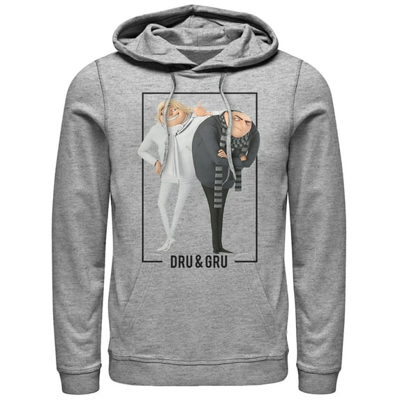Men's Despicable Me 3 Dru and Gru Brothers Pull Over Hoodie Athletic Heather 3X Large