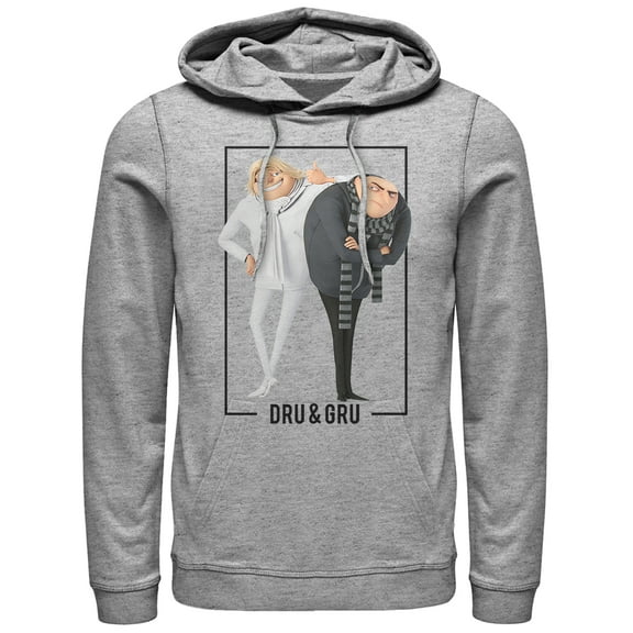 Men's Despicable Me 3 Dru and Gru Brothers Pull Over Hoodie Athletic Heather 3X Large