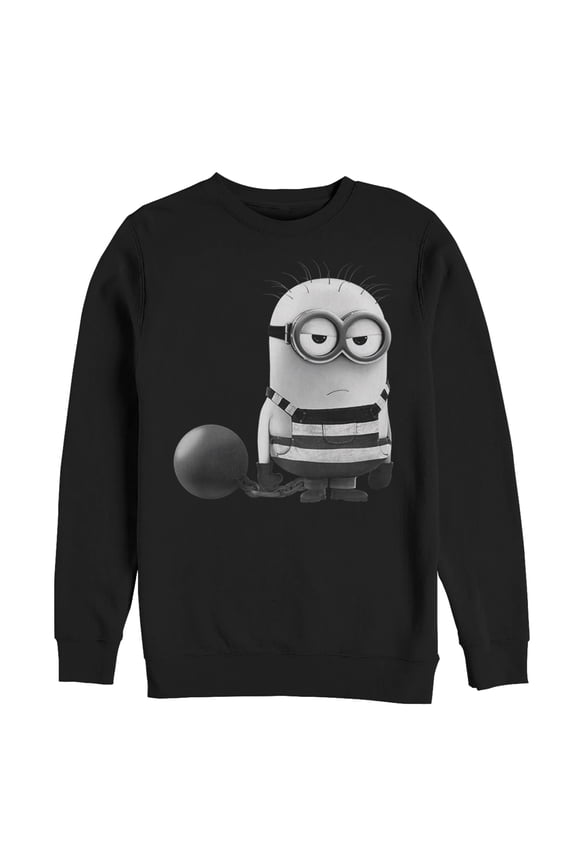 Men's Despicable Me 3 Minion Grumpy Prisoner Sweatshirt Black Large