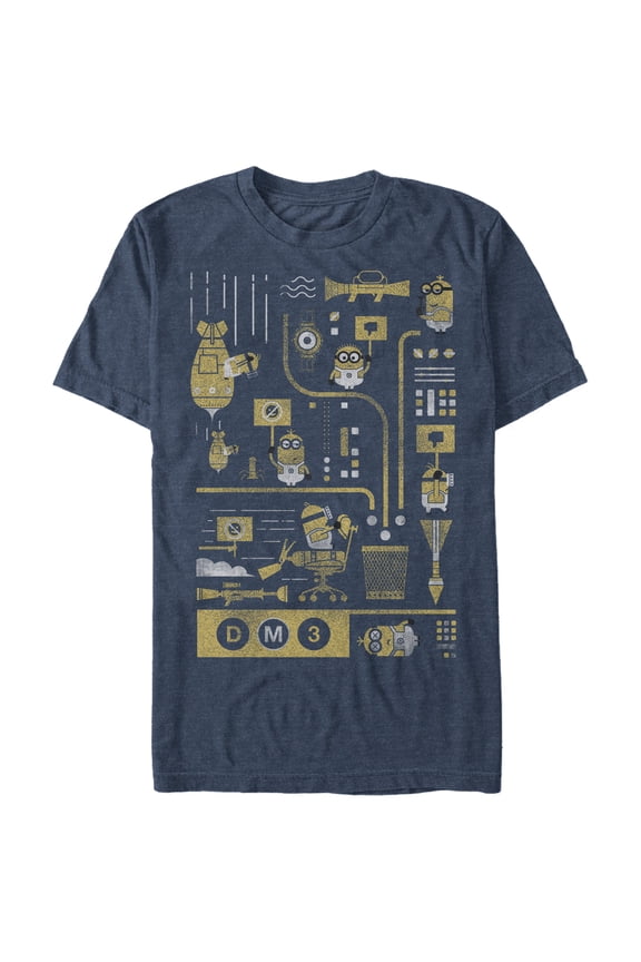 Men's Despicable Me 3 Minion Lab Work Graphic Tee Navy Blue Heather 3X Large