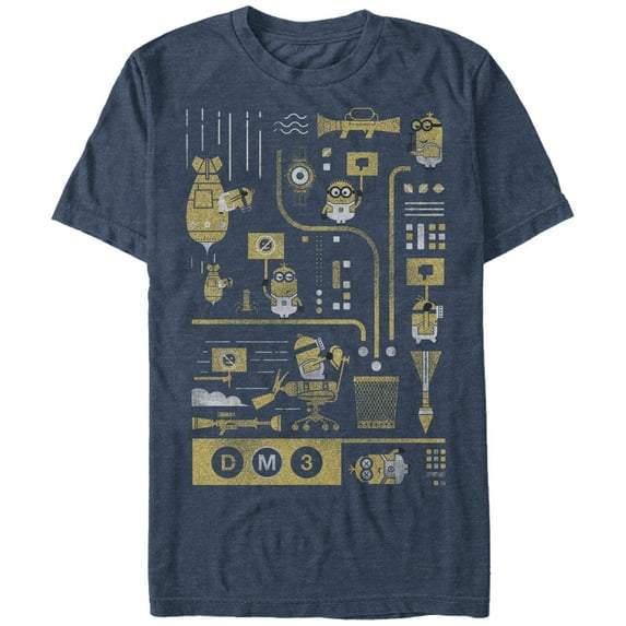 Men's Despicable Me 3 Minion Lab Work Graphic Tee Navy Blue Heather Small