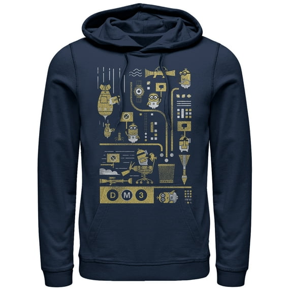 Men's Despicable Me 3 Minion Lab Work Pull Over Hoodie Navy Blue Small