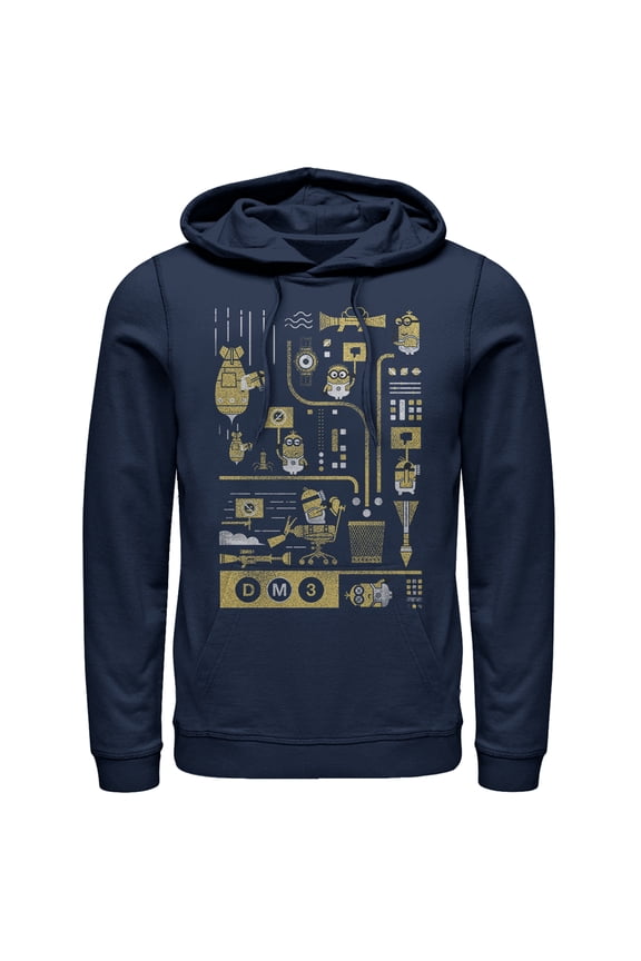 Men's Despicable Me 3 Minion Lab Work Pull Over Hoodie Navy Blue Small