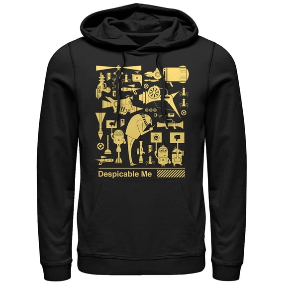 Men's Despicable Me 3 Minion Worker Strike Pull Over Hoodie Black X Large