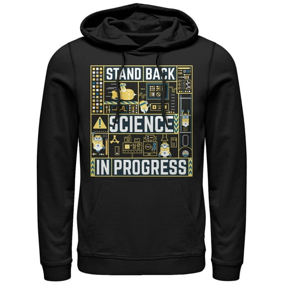 Men's Despicable Me 3 Minions Science in Progress Pull Over Hoodie Black Large