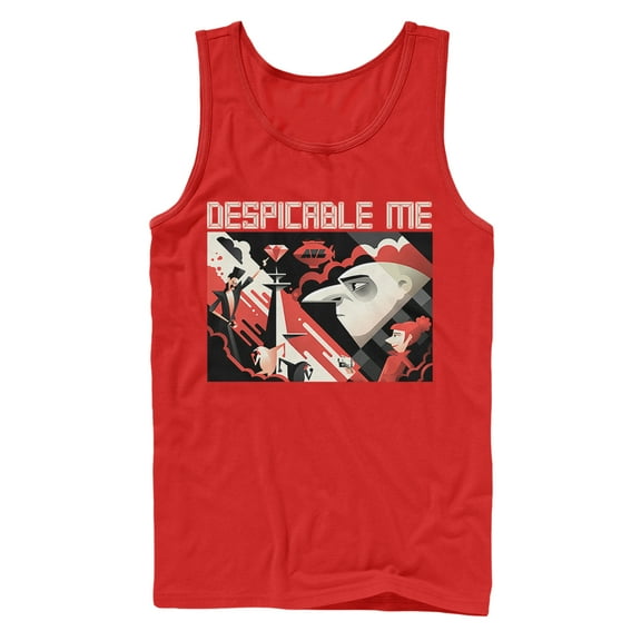 Men's Despicable Me 3 Modern Gru Scene  Tank Top Red 2X Large