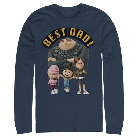 Men's Despicable Me Best Dad Gru  Long Sleeve Shirt Navy Blue Small