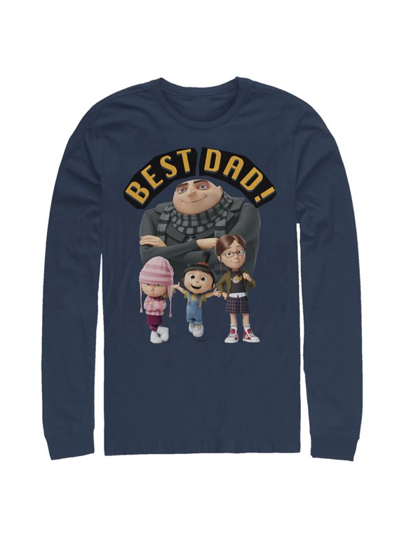 Men's Despicable Me Best Dad Gru Long Sleeve Shirt Navy Blue Small