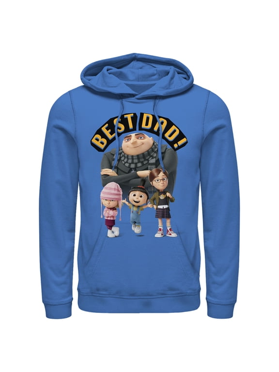 Men's Despicable Me Best Dad Gru Pull Over Hoodie Royal Blue 2X Large