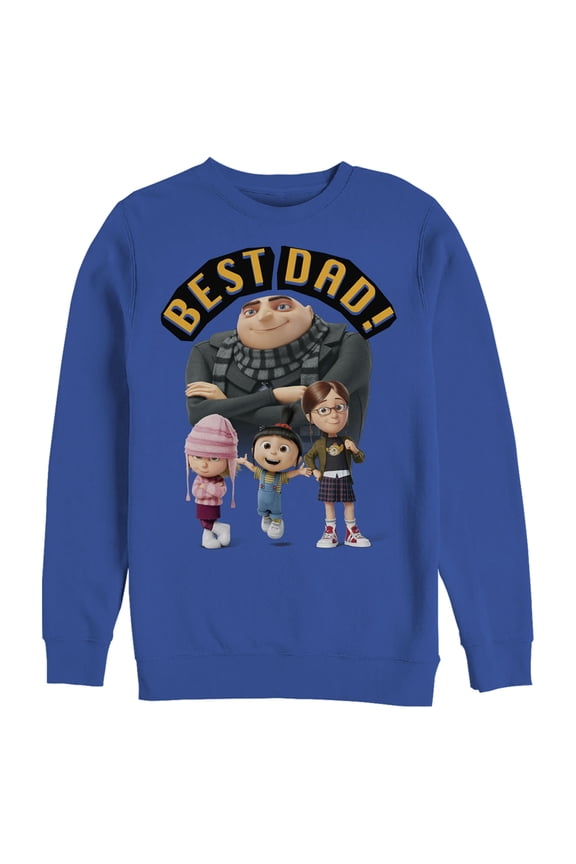 Men's Despicable Me Best Dad Gru Sweatshirt Royal Blue 3X Large