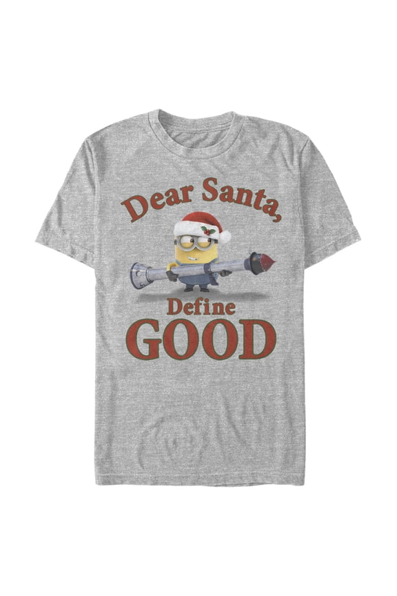 Men's Despicable Me Christmas Minions Dear Santa Graphic Tee Athletic Heather Large